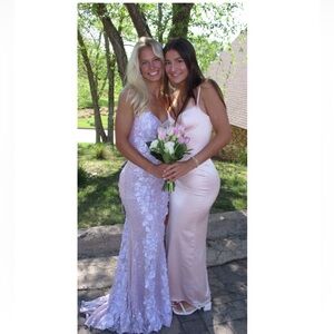 Jovani Ice Pink Sweetheart Neck Floral Prom Dress - 06109